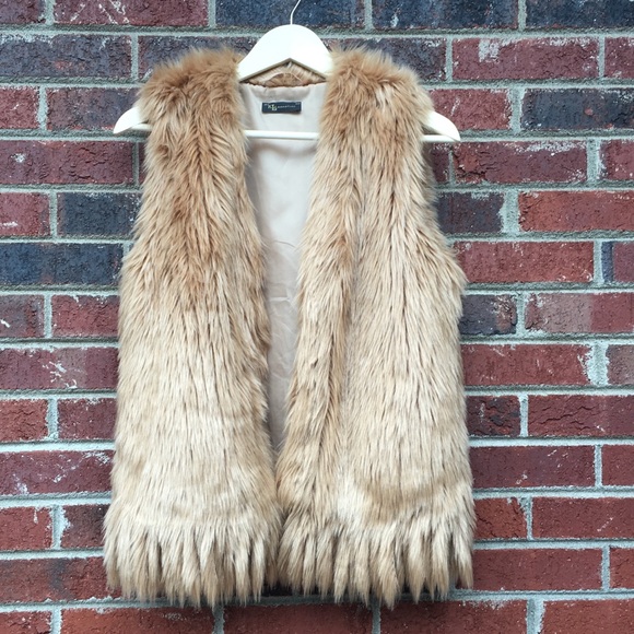 Jackets & Blazers - Warm Faux Fur Blonde Furry Fringe Vest  Winter J4